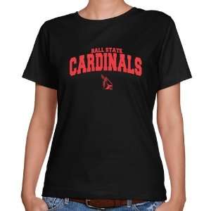  Ball State Cardinals Ladies Black Mascot Arch Classic Fit 