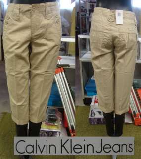 Calvin Klein Jeans Ladies Button Pocket Capri Pants CORNSTALK Size 6 