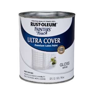  Rust Oleum 1992502 Painters Touch Quart Latex, Gloss White 