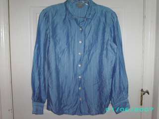 JILL LS Sky Blue Button Front Shirt size S Petite  