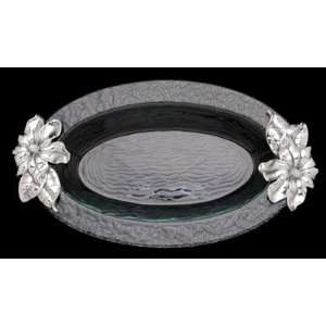  Arthur Court Designs Magnolia Glass Platter: Patio, Lawn 