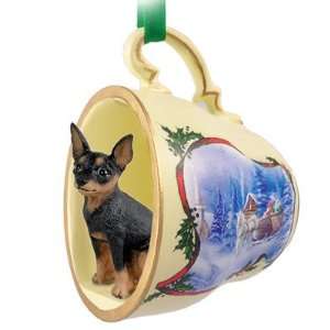   Miniature Pinscher Christmas Ornament Sleigh Ride Teacup