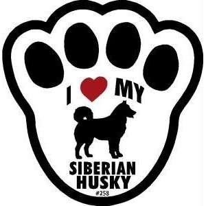  I Love My Siberian Husky Pawprint Window Decal w/Suction 