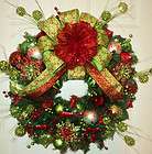 Reindeer Christmas Wreath ~ Snowflakes ~ Lime Green and Red ~ Full of 