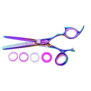 Shark Fin Hair Shears Professional Line Titanium Rainbow Right Handed 