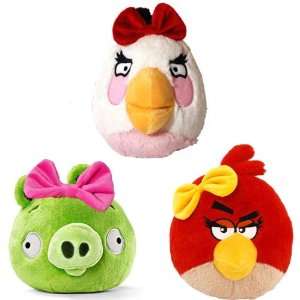  Angry Birds 8 Plush Girl Bird With Sound Set Of 3 Toys 