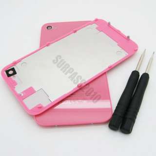 Glass back rear cover housing battery door for iphone 4 4G pink  