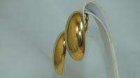 Vtg Crown Trifari Big Gold Egg Shape Clip Earrings Designer High End 