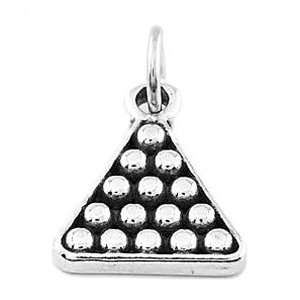   Sterling Silver One Sided Rack of Pool Billiard Balls Charm Jewelry
