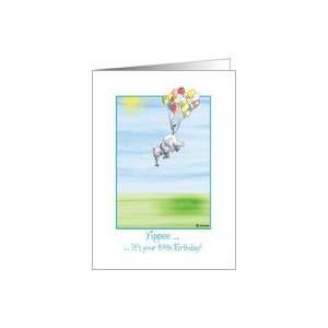   84th Birthday, cute Elephant flying with balloons Card Toys & Games