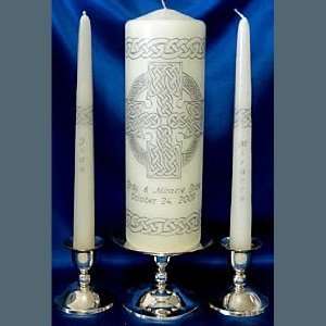  Celtic Cross Unity Candle Set White/Ivory: Home & Kitchen