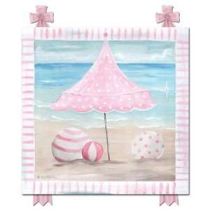    Pink Splash Umbrella And Beach Balls Canvas Art: Home & Kitchen