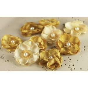  Bristo Blooms Silk Flowers With Pearl, Nugget