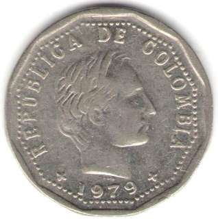 COLOMBIA COIN MEDAL ROTATION 50 CENTAVOS 1979 SCARCE AU  