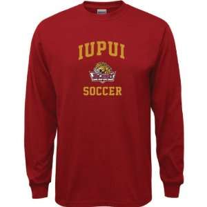  IUPUI Jaguars Cardinal Red Youth Soccer Arch Long Sleeve T 