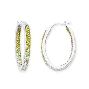   Silver Peridot Inside Outside Oval Hoop Earring: CleverEve: Jewelry
