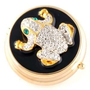    Fashionable Pill Box   Gold Tone Color with Frog Design: Jewelry