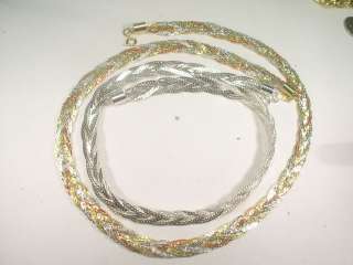 WHOLESALE LOT 3 SILVER TONE BRAIDED CHAIN NECKLACES  