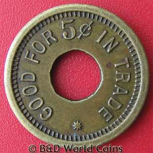 USA GOOD FOR 5 CENTS IN TRADE TOKEN SHARP XF #25545  