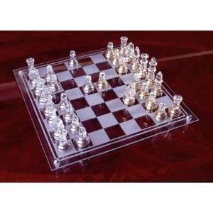  Chess Set 13 1/2inch Glass/metal Base in Gold/silver 