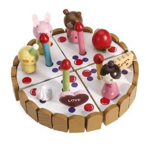  Wooden Pretend Play Birthday Cake Toy: Toys & Games