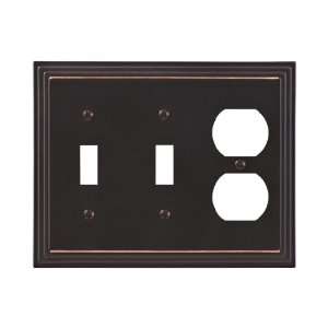  Oil Rubbed Bronze   Step Design Combination Double Toggle Switch 
