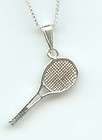Sterling Silver Tennis Racquet and Ball Necklace   NEW pendant charm 