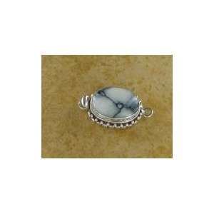  LARGE WHITE BUFFALO TURQUOISE STERLING OVAL CLASP #2 