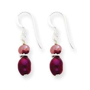   Sterling Silver Light & Dark Purple Cultured Pearl Earrings Jewelry