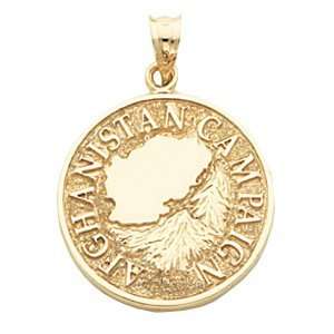  7/8in Afghanistan Campaign Medal   Yellow Gold Plated 