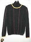   Charcoal Gray with Pink Yellow Stripe Detail Wool Sweater 36 6 8