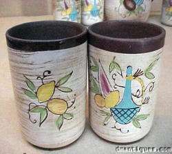 Antiq Nasco Japan Art Pottery 9pc Juice Pitcher Glasses  