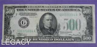 NICE $500.00 FEDERAL RESERVE NOTE GREEN SEAL 1934 A(PPS  