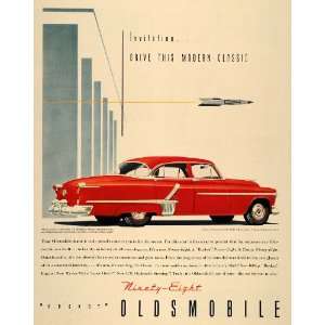  1952 Ad Red Oldsmobile Ninety Eight 4 Door Sedan Rocket 