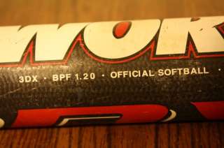 27 oz 2001 Worth 3DX ASA Softball Bat Non Recert 100MPH  