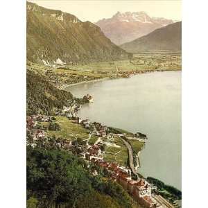  Travel Poster   Territet Chillon and Dent du Midi from Glion Geneva 