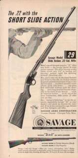1951 SAVAGE Vintage 50s AD MODEL 29 SLIDE ACTION .22 RIFLE  
