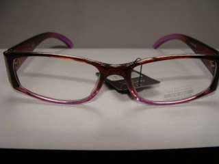 Moda Clear Lens Glasses Brown and Purple Rectangle Frame No Rx Needed 