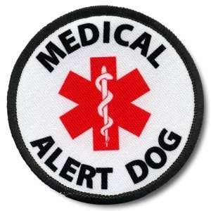  Service Dog MEDICAL ALERT DOG Symbol 4 inch Black Rim Sew 