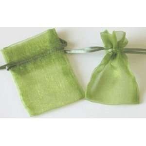  60 Olive Green Organza Gift Bags 5x6.5 