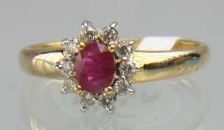 CLASSIC LADIES 14K SOLID GOLD DIAMOND & RUBY RING  