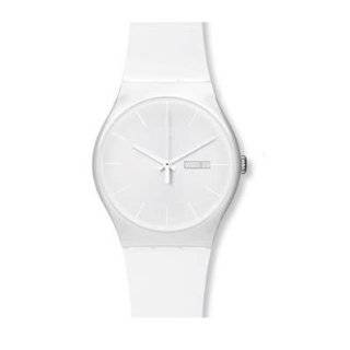   Swatch Womens GK733 Quartz White Dial Plastic Date Watch: Swatch