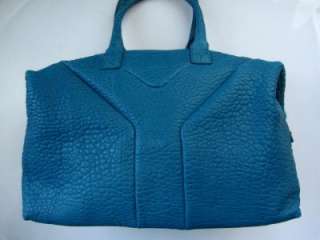 2012 Auth YSL Ocean Blue Crest Leather Easy Bag  