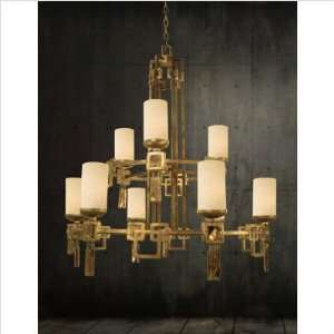  Recycled Noir Chandelier   Nine Light Glass Recycled Tan 