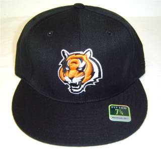 New Reebok NFL Cincinnati Bengals Black Fitted cap with thick 3D 