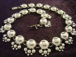   TAXCO MEXICAN STERLING SILVER DECO BEAD BEADED NECKLACE MEXICO  