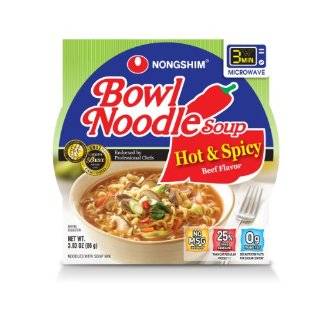 Nong Shim Bowl Noodle, Hot and Spicy, 3.03 Ounce Bowls (Pack of 12)