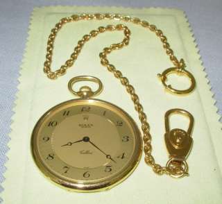   Cellini 18K yellow gold Pocket Watch w Fob Chain box papers  