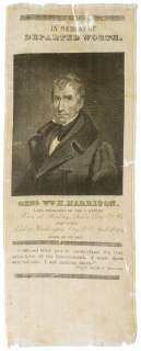1841, William Henry Harrison, Silk Mourning Ribbon  