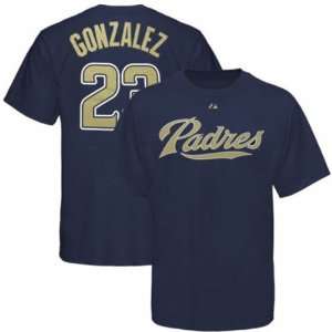  Adrian Gonzalez San Diego Padres Navy Name and Number T 